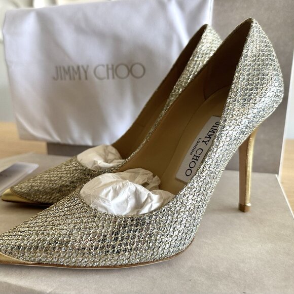 Jimmy Choo Shoes - Jimmy Choo Agnes Champagne Glitter Fabric